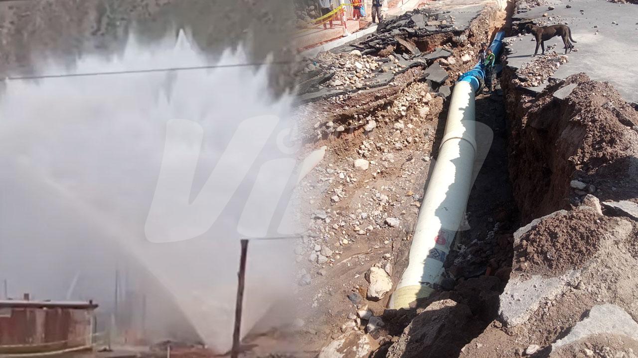 Tubería matriz colapsa de nuevo en menos de 72 horas en Cerro Colorado