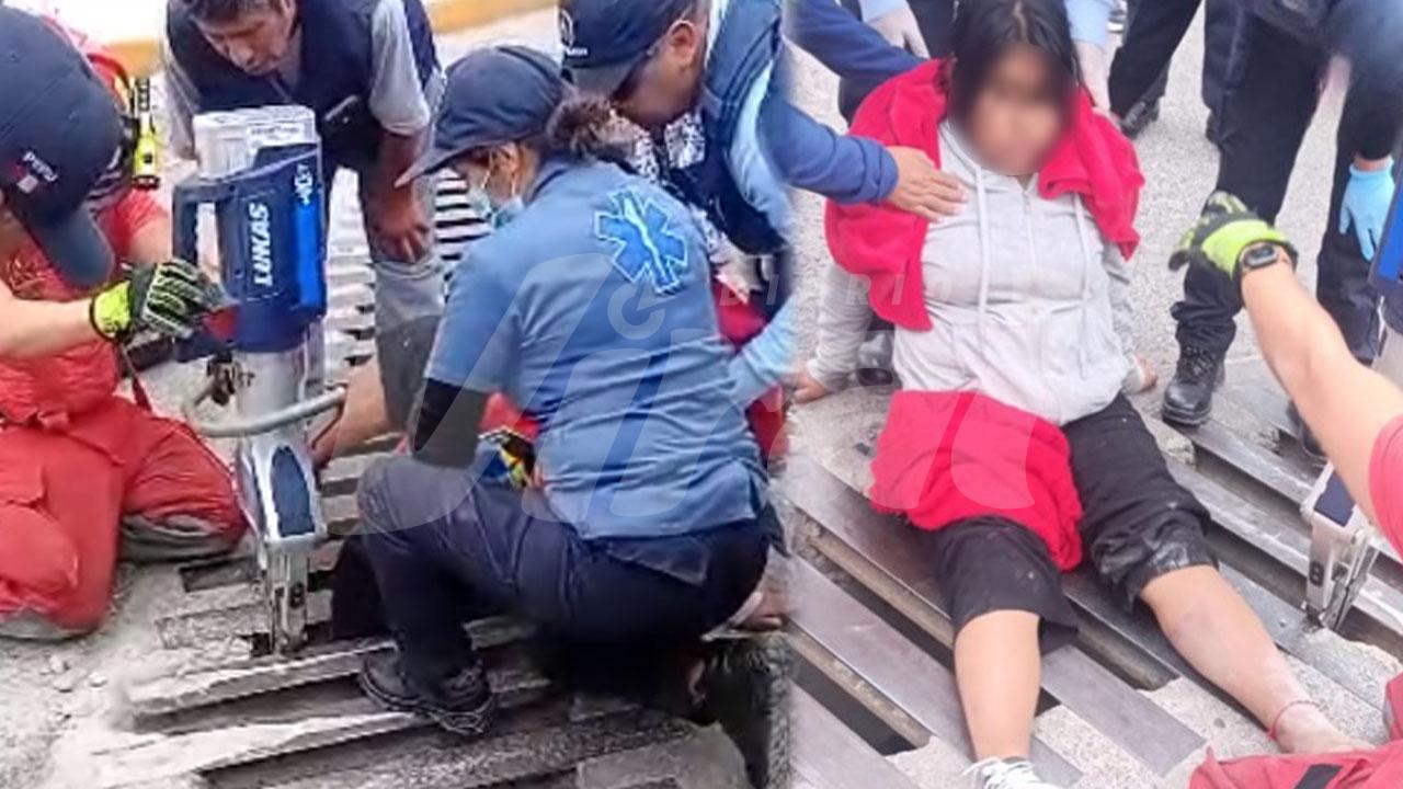 Menor queda atrapada en alcantarilla