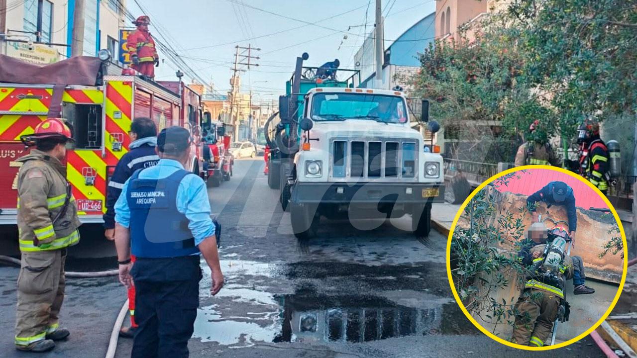 Incendio casi termina en tragedia: rescatan a adulta mayor de vivienda en llamas en el Cercado de Arequipa