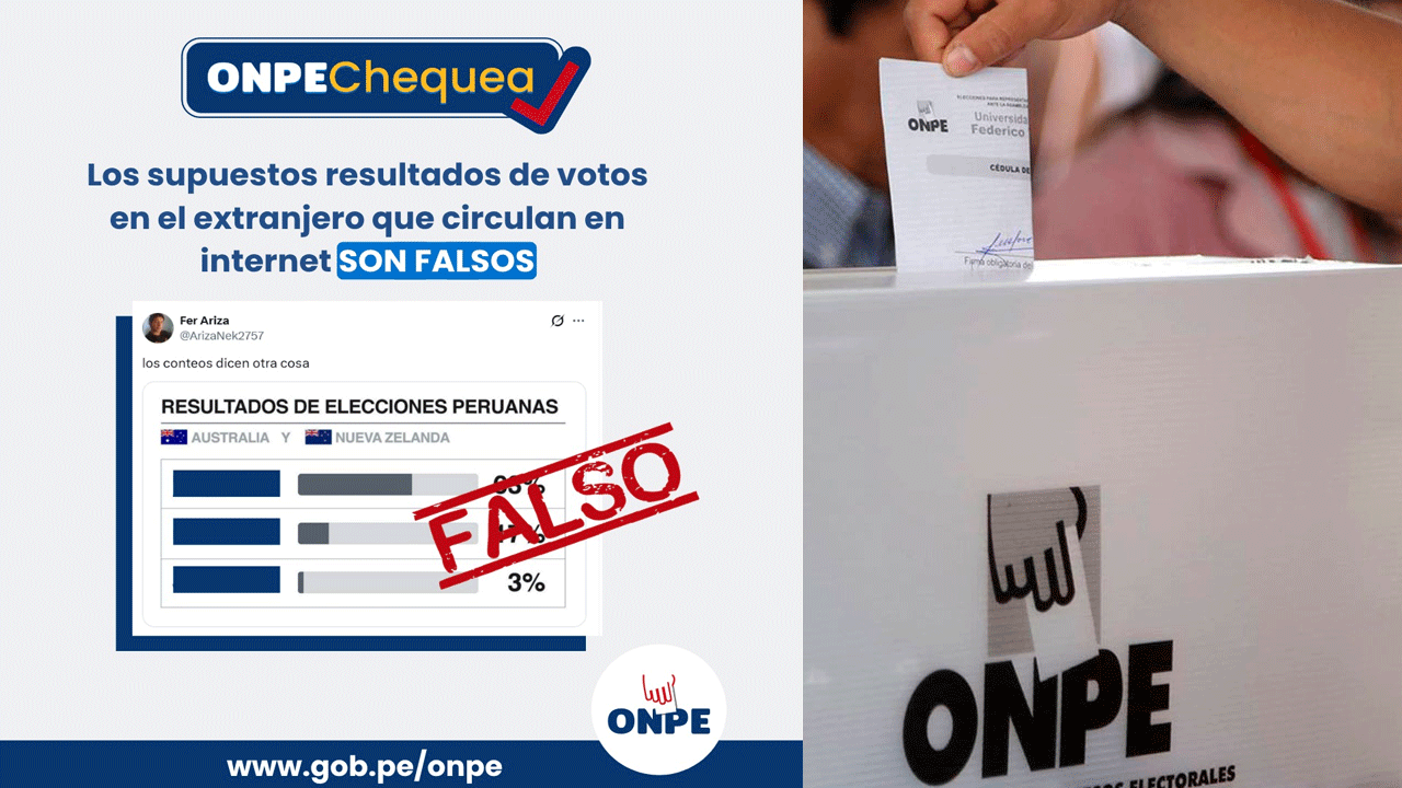 ONPE desmiente información falsa sobre supuesto conteo irregular de votos